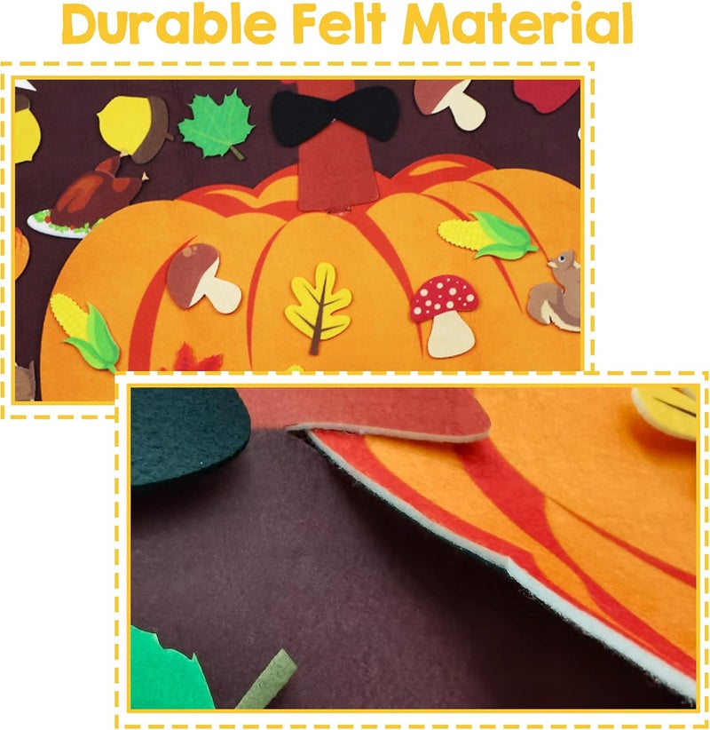 HALOGATE Fall Thanksgiving Felt Craft Kit - DIY Turkey Pumpkin Felt Set with 34 Pcs Detachable Fall Maple Leaves Squirrel Pine Cones Corns Ornaments for Kids Gifts Classroom Craft Thanksgiving Activity - Image 5